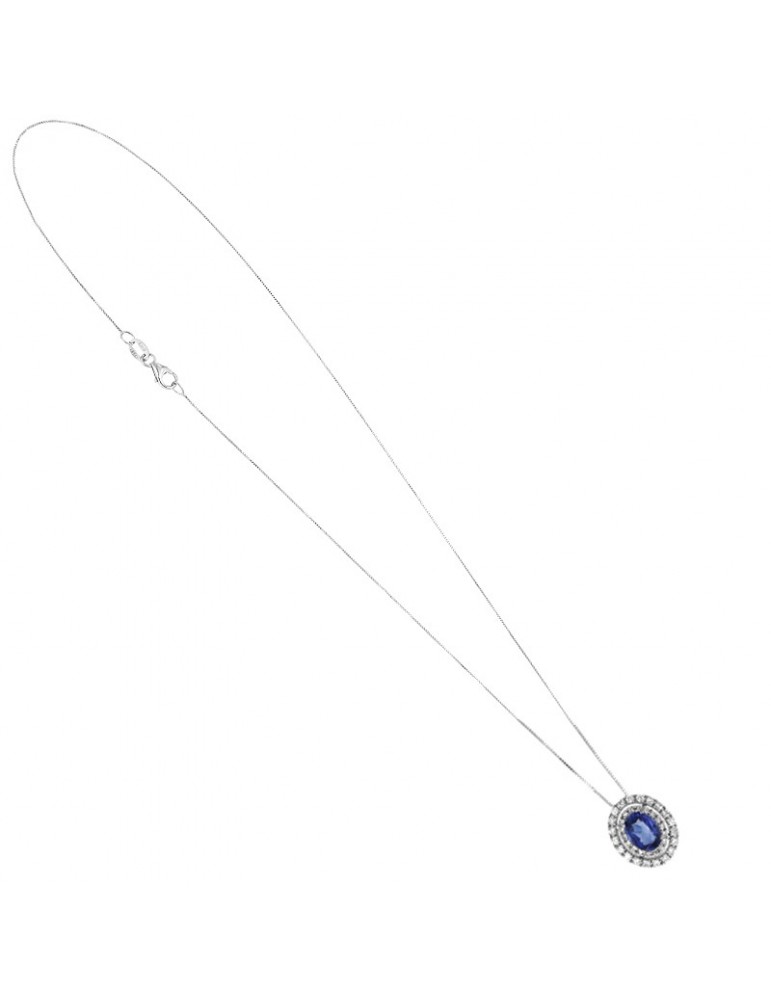 Collana Lelune Diamonds - Oro Bianco - Diamanti - Zaffiro -LDPLZB87025
