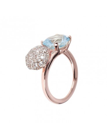 Anello Bronzallure Donna - Preziosa - Topazio Blu e Pavè - WSBZ00958