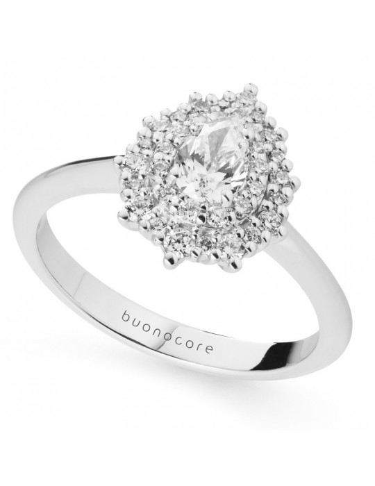 Buonocore Woman's Ring - Drop in 18K White Gold with Natural Diamonds - 0 Buonocore Woman's Ring - Drop in 18K White Gold with Natural Diamonds - 0
