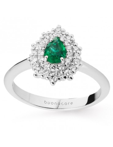 Anello Buonocore - Oro Bianco - Diamanti Naturali - Smeraldo -823A03MW 2