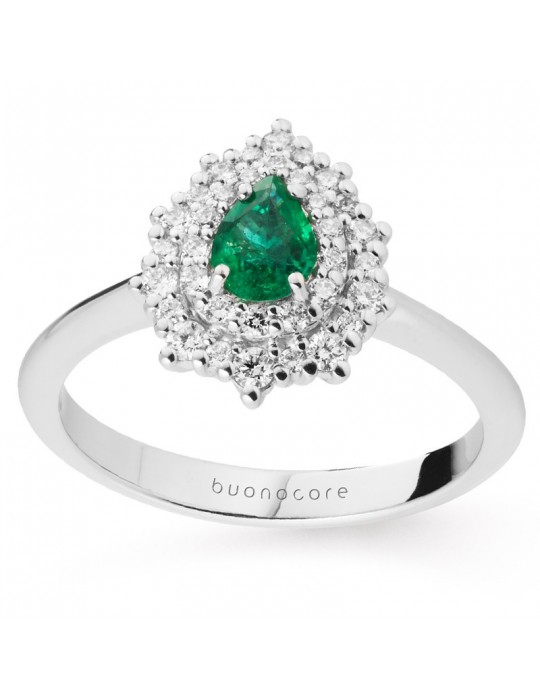 Anello Buonocore - Oro Bianco - Diamanti Naturali - Smeraldo -823A03MW