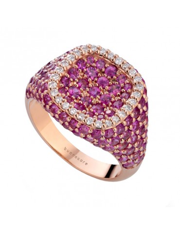 Anello Buonocore - Oro Rosa - Diamanti - Zaffiri Rosa - 168A05MP