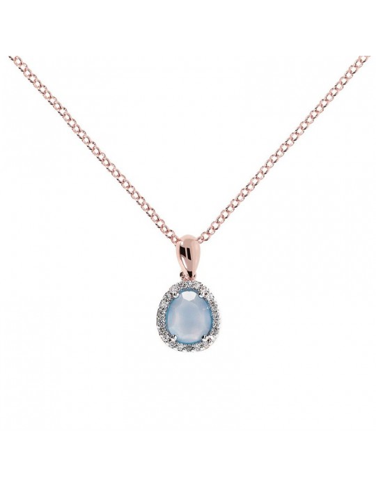 BRONZALLURE NECKLACE WITH BLUE STONE - 0