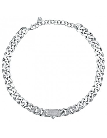 Chiara Ferragni Woman's Necklace - Chain Bossy Silver Groumette with Plate and White Zircons - 0 2