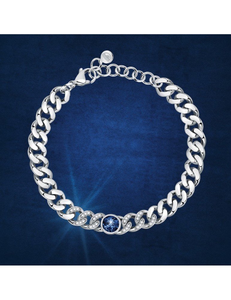 Chiara Ferragni Women's Bracelet - Chain Bossy Silver Groumette with White and Blue Zircons - 0