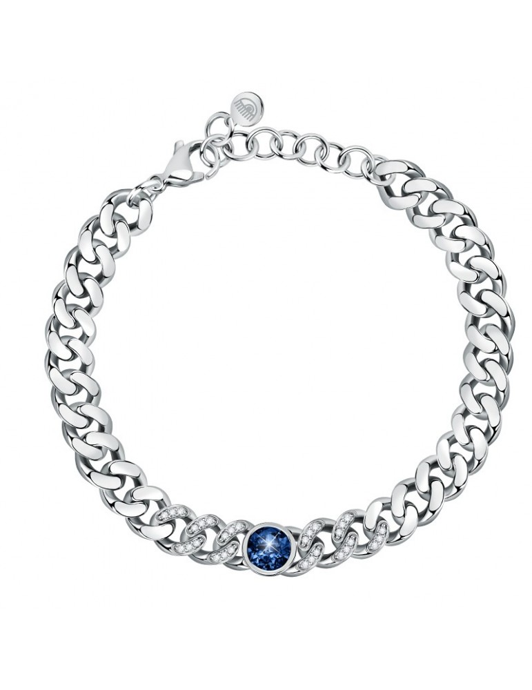 Chiara Ferragni Women's Bracelet - Chain Bossy Silver Groumette with White and Blue Zircons - 0
