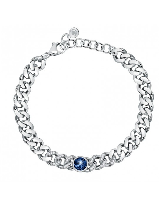 Chiara Ferragni Women's Bracelet - Chain Bossy Silver Groumette with White and Blue Zircons - 0