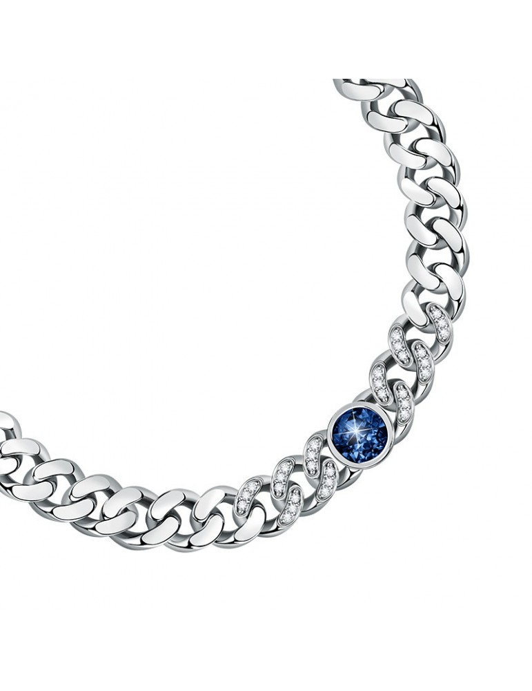 Chiara Ferragni Women's Bracelet - Chain Bossy Silver Groumette with White and Blue Zircons - 0