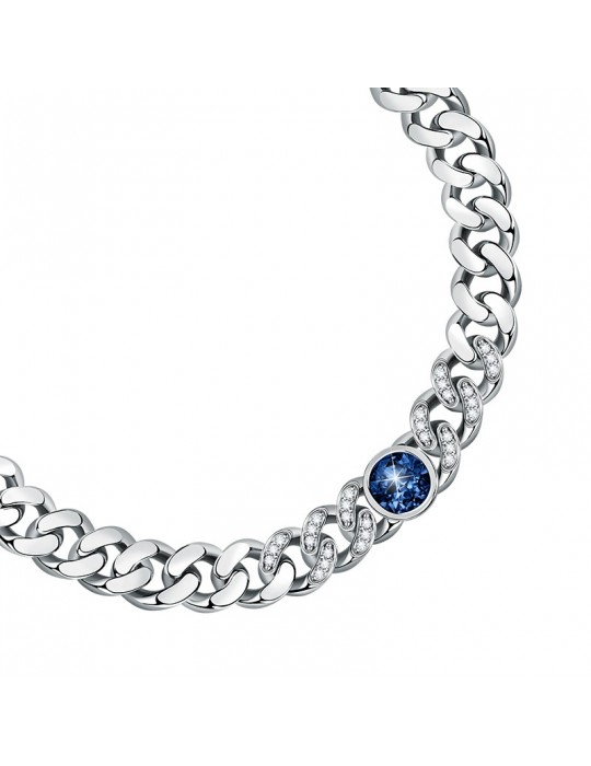 Chiara Ferragni Women's Bracelet - Chain Bossy Silver Groumette with White and Blue Zircons - 0