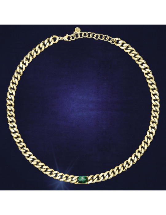 Chiara Ferragni Women's Necklace - Chain Bossy Gold Groumette with Green Zircon - 0