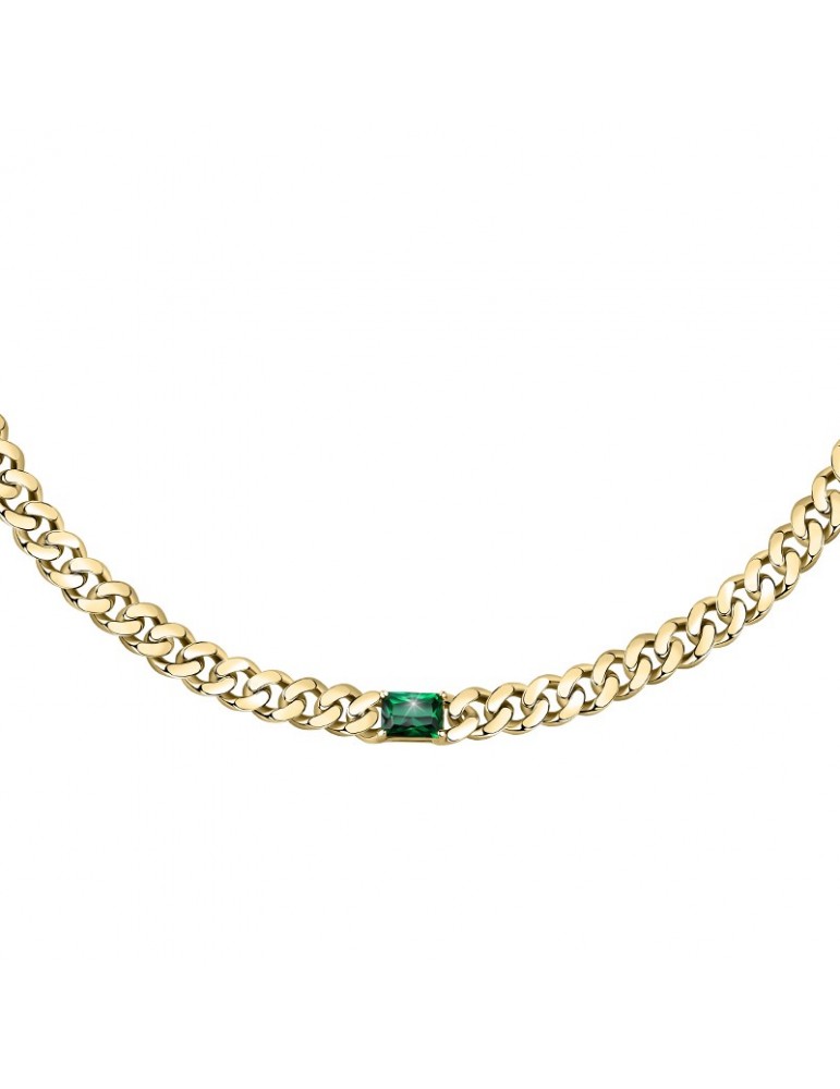 Chiara Ferragni Women's Necklace - Chain Bossy Gold Groumette with Green Zircon - 0