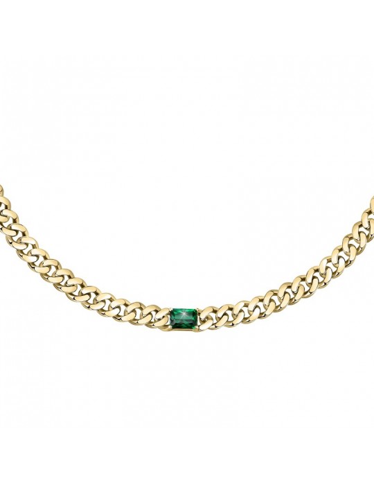 Chiara Ferragni Women's Necklace - Chain Bossy Gold Groumette with Green Zircon - 0