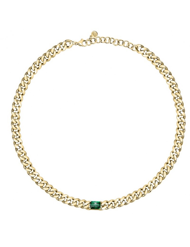 Chiara Ferragni Women's Necklace - Chain Bossy Gold Groumette with Green Zircon - 0