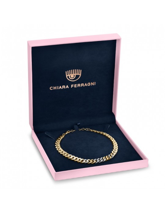 Chiara Ferragni Women's Necklace - Chain Bossy Gold Groumette with Green Zircon - 0