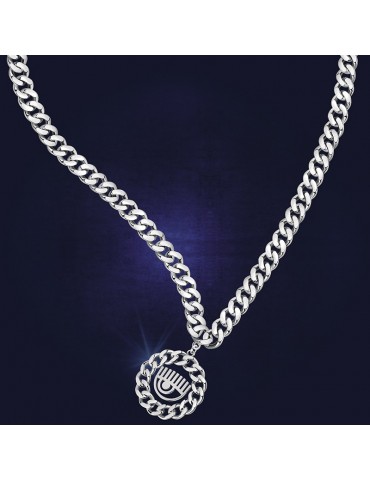 Chiara Ferragni Woman's Necklace - Silver Groumette Chain with Eye Logo Pendant - 0