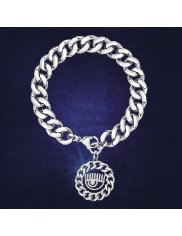 Chiara Ferragni Woman's Bracelet - Silver Groumette Chain with Eye Logo Pendant - 0