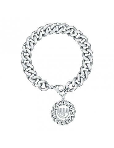 Chiara Ferragni Woman's Bracelet - Silver Groumette Chain with Eye Logo Pendant - 0 2
