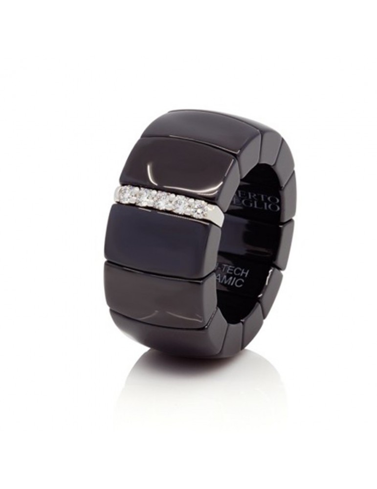 Anello Roberto Demeglio - Domino - Ceramica Lucida - Diamanti-9701DBNE