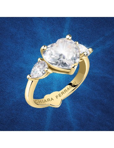 Chiara Ferragni Woman's Ring - Diamond Heart Gold with White Zircons and White Heart - 14 - 0