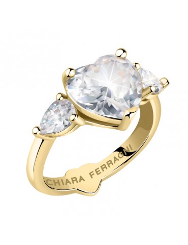 Chiara Ferragni Woman's Ring - Diamond Heart Gold with White Zircons and White Heart - 14 - 0 2