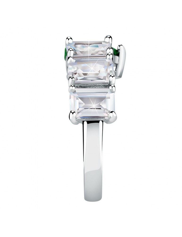 Chiara Ferragni Woman's Ring - Diamond Heart Silver with White Crystals and Green Heart - 16 - 0