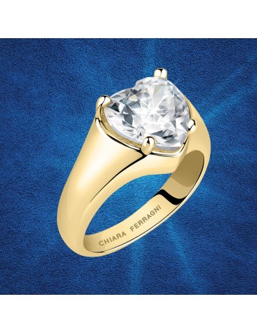 Chiara Ferragni Woman's Ring - Diamond Heart Gold with White Heart Zircon - 14 - 0