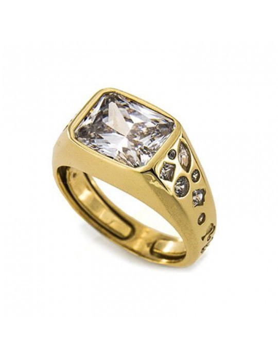 Rue Des Mille Ring - X Barbie Gold with Central Baguette Stone - 0 Rue Des Mille Ring - X Barbie Gold with Central Baguette Stone - 0