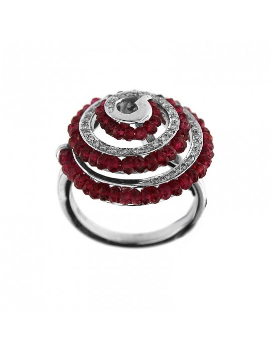 Anello Chirico con diamanti e rubini da donna - 0