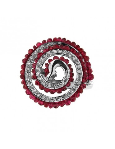 Chirico ring with diamonds and rubies for woman - 0 2