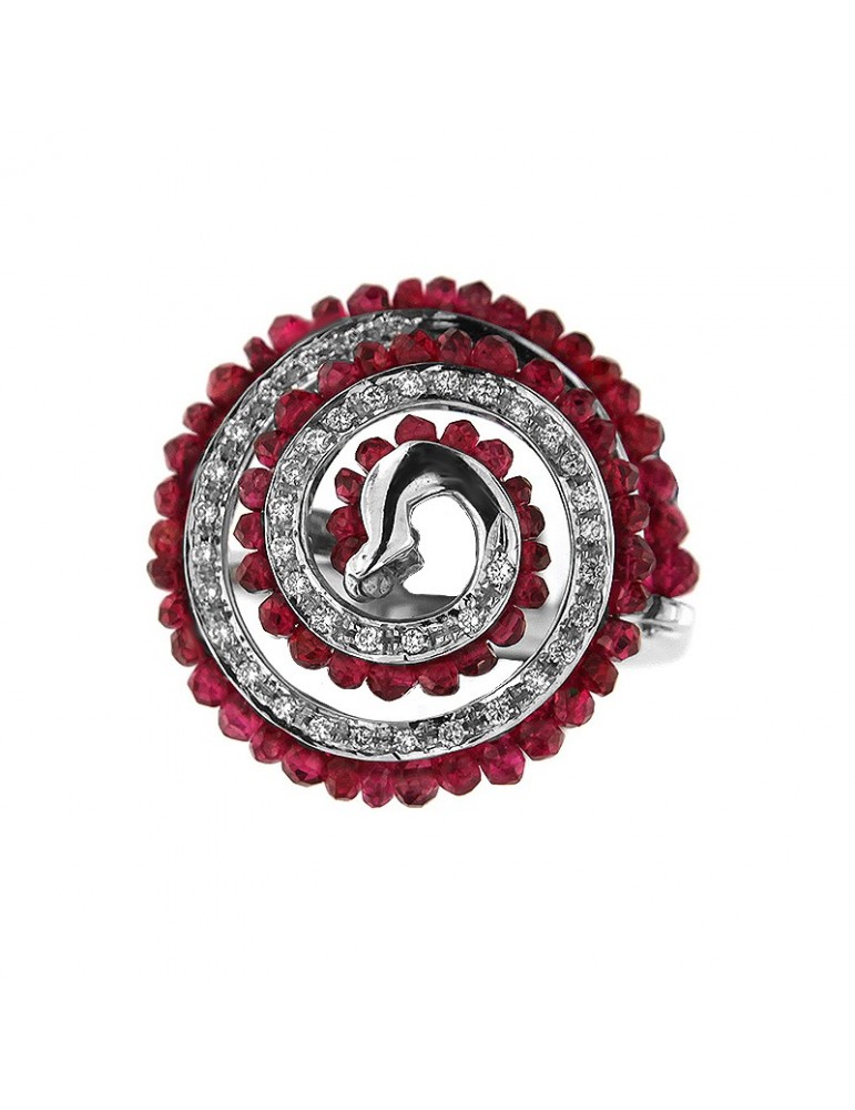 Anello Chirico con diamanti e rubini da donna - 0