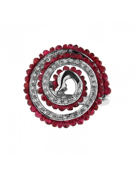Anello Chirico con diamanti e rubini da donna - 0
