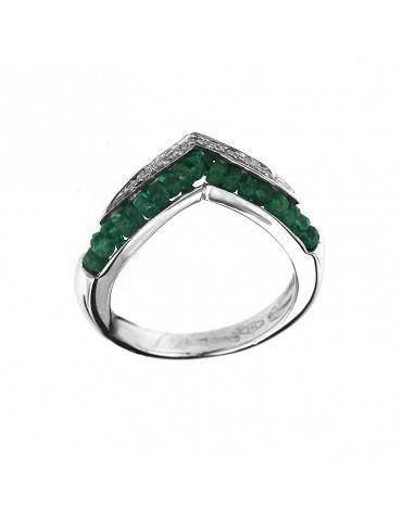 Chirico heart ring with diamonds and emeralds for woman - 0