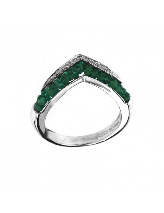 Anello cuore Chirico con diamanti e smeraldi da donna - 0
