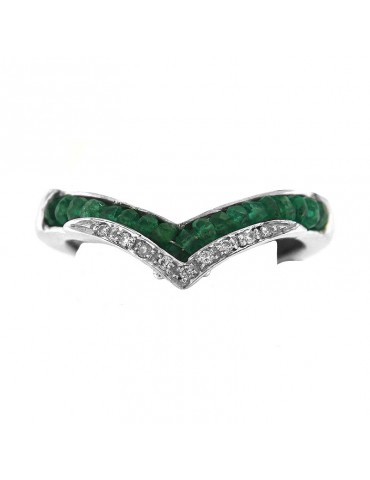Chirico heart ring with diamonds and emeralds for woman - 0 2