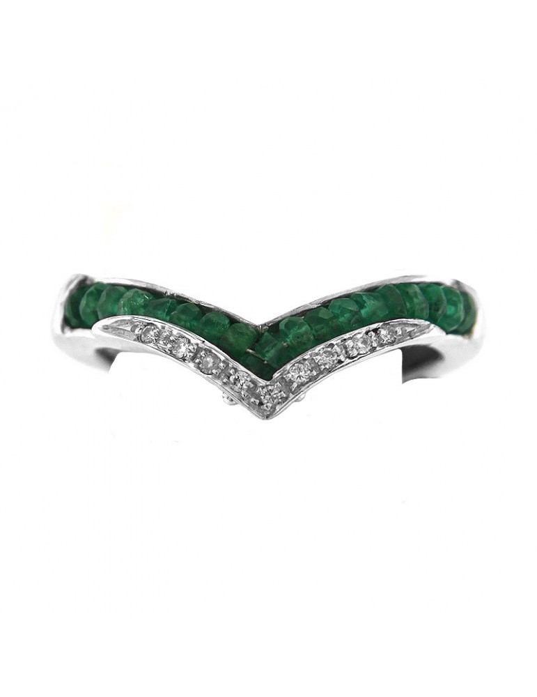 Anello cuore Chirico con diamanti e smeraldi da donna - 0