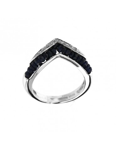Chirico heart ring with diamonds and sapphires for woman - 0