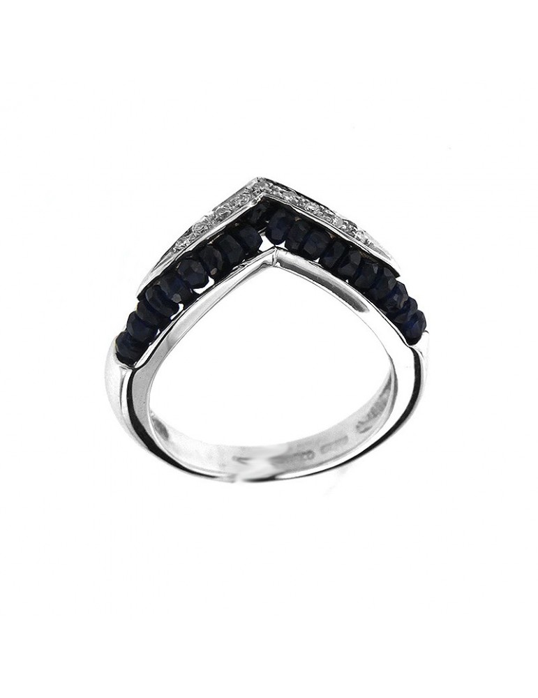 Anello cuore Chirico con diamanti e zaffiri da donna - 0