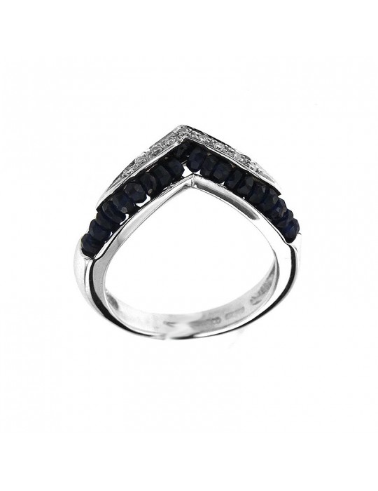 Anello cuore Chirico con diamanti e zaffiri da donna - 0