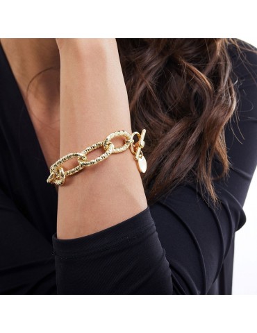 Unoaerre Woman's Bracelet - Classic in Golden Bronze with 20cm Maxi Forzatina Chain - 0 2