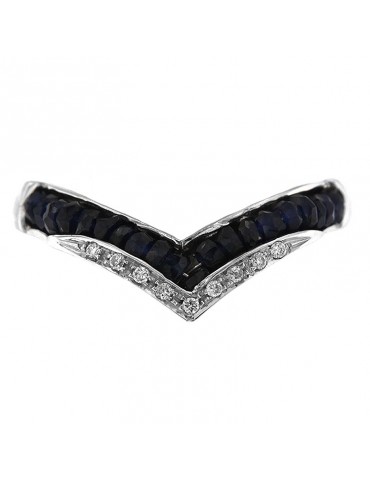 Chirico heart ring with diamonds and sapphires for woman - 0 2