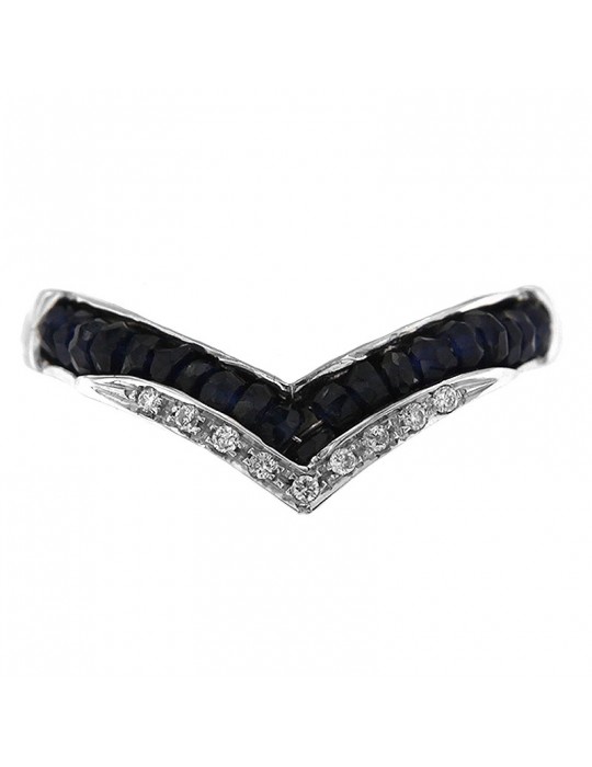Anello cuore Chirico con diamanti e zaffiri da donna - 0