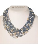Rajola Woman's Necklace - Bubbles with Multicolor Biwa Pearls and Blue Spinel - 0