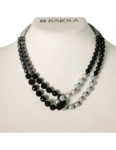 Rajola Woman's Necklace - Link with Black Onyx and Gray Pearls - 0