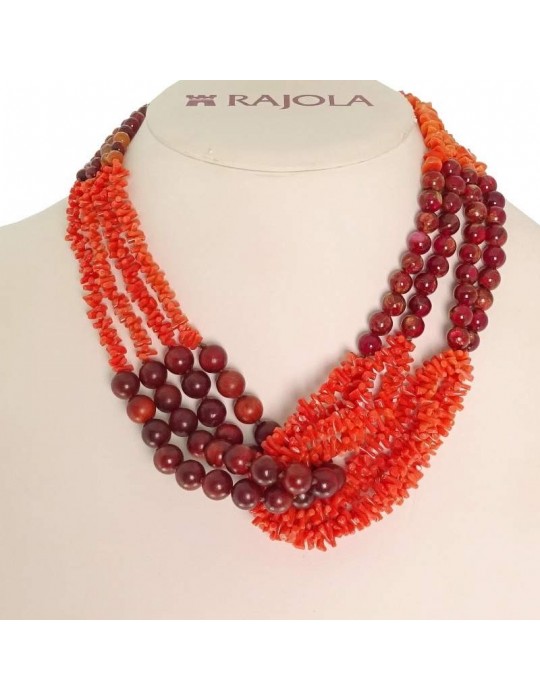 Collana Rajola Donna - Link con Corallo Agata e Quarzo Fumè - 5445937