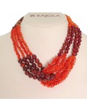 Rajola Woman's Necklace - Link with Agate Coral and Smoky Quartz - 0