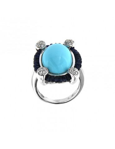 Chirico ring with diamonds and turquoise for woman - 0
