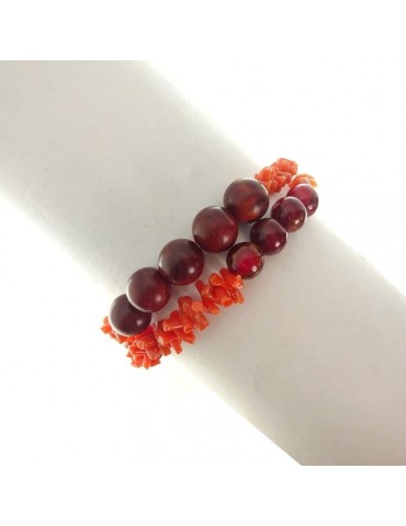 Bracciale Rajola Donna - Link - Corallo Agata - Quarzo Fumè - 544593718