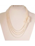Rajola Woman's Necklace - Embraces with White Biwa Pearls and Mother of Pearl - 0
