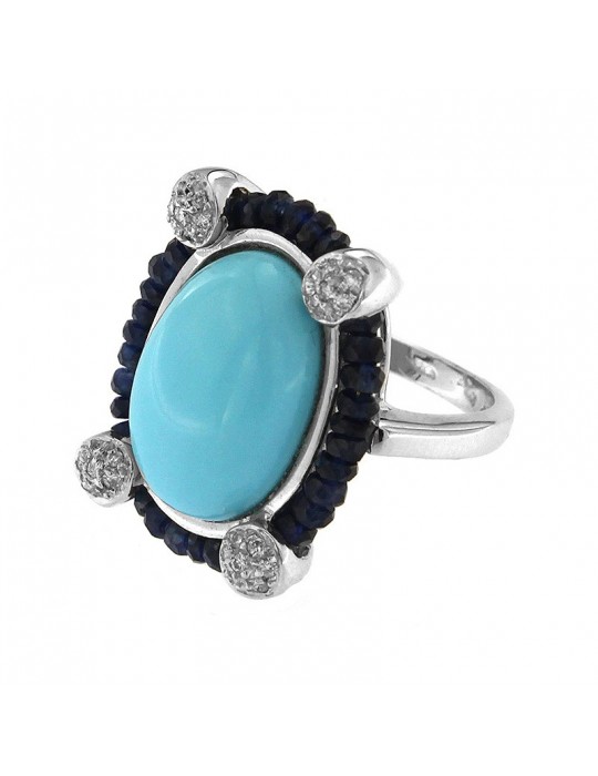 Anello Chirico con diamanti e turchese da donna - 0