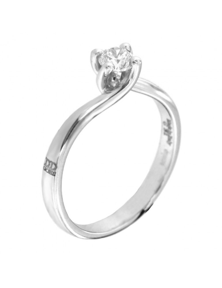 Davite & Delucchi Woman's Solitaire Ring - White Gold with Diamond - 0